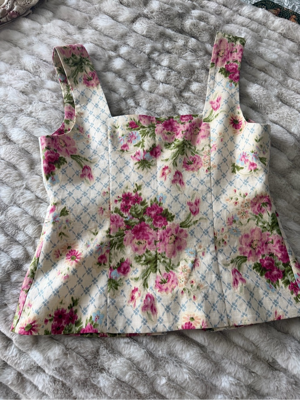 Sézane x Andión Zelinda Floral Linen top Print Corset Style Sz 38/8 US Romantic - Picture 13 of 14